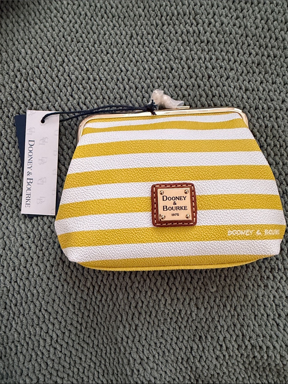 Dooney & Bourke Sullivan Yellow Stripe Large Frame Kiss Lock Purse NWT
